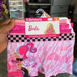 Barbie Pink Graphic Girls' Shorts Pack (4) - Pink & Black Accents